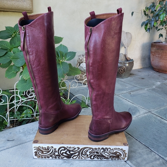 Chic Franco Sarto Bordeaux Leather Boots - Picture 9 of 11